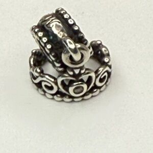 Pandora Retired Crown Ring Dangle Charm Sterling Silver Clear CZ